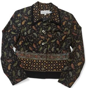 Howard Wolf Vintage Paisley Tapestry Button Jacket Black Multi Made in USA 4